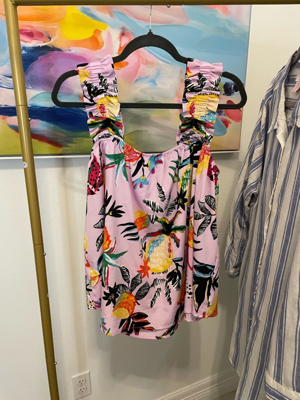 JODIFL Pink Tropical Tank Size Small vacation floral boutique - Picture 3 of 6